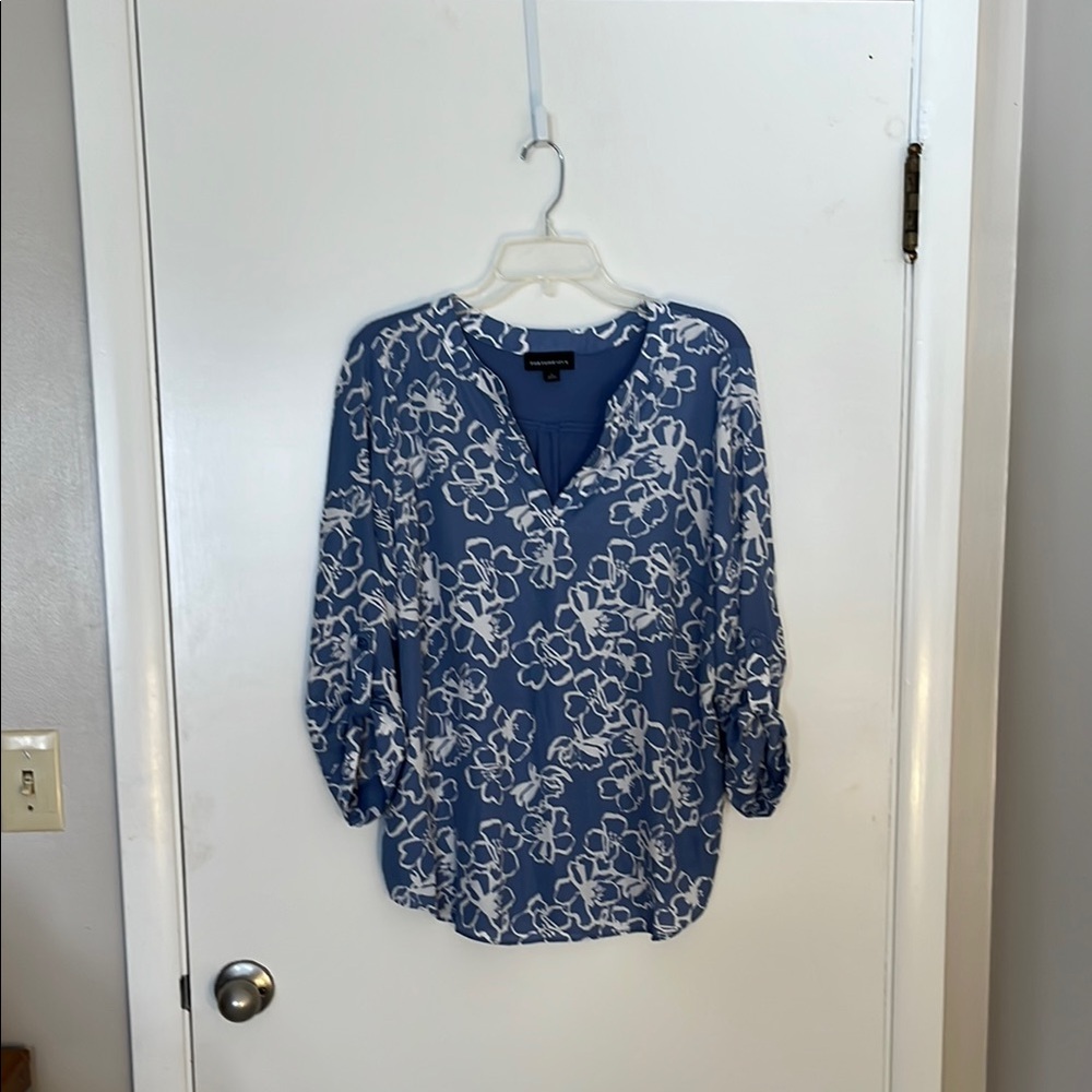 Floral Blue Women's Top L